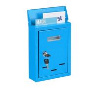 Relaxdays Cassetta della Posta con Targhetta, Metallo, 2 Chiavi, Casella Postale, Buca Lettere 26,5x19x6,5 cm, Blu