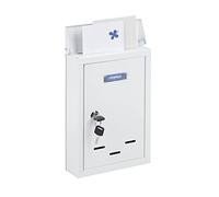 Relaxdays Box with Name Plate Cassetta della Posta con Targhetta, Metallo, 2 Chiavi, Casella Postale, Buca Lettere 30,5x21x7 cm, Bianco