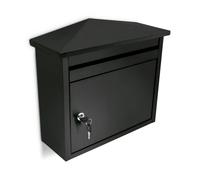 Relaxdays Cassetta Postale, Casa, Casetta delle Lettere, Buste, con Tetto Spiovente, Mail Box, HLP 37 x 41 x 16 cm, Nero