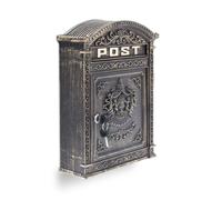 Relaxdays Cassetta delle Lettere, HLP: 44,5 x 31 x 9,5 cm, Design Antico con Scritta “Post”, Ampia Casella, Bronzo