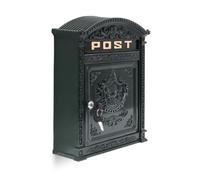 Relaxdays Cassetta delle Lettere, HLP: 44,5 x 31 x 9,5 cm, Design Antico con Scritta “POST”, Ampia Casella, Verde