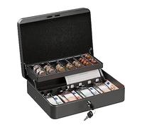 Relaxdays Cassetta di Sicurezza per Soldi, con Scomparto per Monete e 4 Vani per Banconote, 8,5x30,5x24,5 cm, Grigio