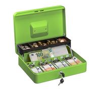 Relaxdays Cassetta di Sicurezza per Soldi, con Scomparto per Monete e 4 Vani per Banconote, 8,5x30,5x24,5 cm, Verde