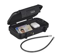 Relaxdays Cassetta di Sicurezza Portatile, con Combinazione e Cavo, Cassaforte da Auto, Acciaio, HLP 5,5x24x15 cm, Nero