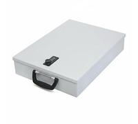 Relaxdays Cassetta Porta Documenti DIN A4 con Serratura a Combinazione, Maniglia Ripiegabile, 7x37x27 cm, Grigio Chiaro