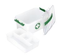 Relaxdays Scatola Medica Cassetta Kit Pronto Soccorso, 5 Scomparti, Box per Medicinali, Plastica, HLP: 14,5 x 30 x 20 cm, Bianco Verde