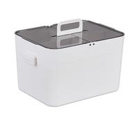 Relaxdays Cassetta Kit Pronto Soccorso, 5 Scomparti, Box per Medicinali, Plastica, HLP: 22x28,5x21,5 cm, Bianco Grigio, 80% 20%