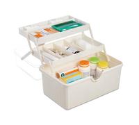 Relaxdays Cassetta Kit Pronto Soccorso, 7 Scomparti, Box Medicinali, Emergenze Mediche, Plastica, HLP: 20,5x30x21 cm