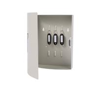 Relaxdays Portachiavi, con sportello, 9 Ganci, Simbolo Chiave, HLP: 24x21x6,5 cm, Chiusura Magnetica, Bianco