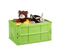 Relaxdays Cassetta Pieghevole, Stabile, da Lavoro, Plastica Resistente, 60L, HLP 31,5 x 58,5 x 40 cm, Verde