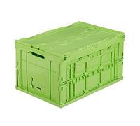 Relaxdays Cassetta Pieghevole, Stabile, da Lavoro, Plastica Resistente, 60L, HLP 32,5x58,5x39,5cm, Verde
