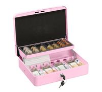 Relaxdays Cassetta di Sicurezza per Soldi, con Scomparto per Monete e 4 Vani per Banconote, 8,5x30,5x24,5 cm, Rosa, Ferro