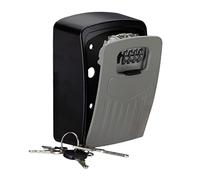 Relaxdays Cassetta Portachiavi con Combinazione a 4 Cifre, Keysafe per Esterni a Parete, HLP 14,5x10,5x5 cm,argento/nero