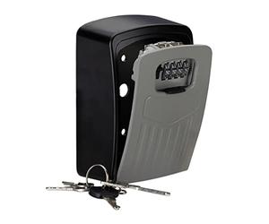 Relaxdays Cassetta Portachiavi con Combinazione a 4 Cifre, Keysafe per Esterni a Parete, HLP 14,5x10,5x5 cm,argento/nero