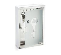 Relaxdays Chiusura Cassetta Portachiavi con Serratura, Armadietto Appendi Chiavi a Parete, in Acciaio Inox, 32x22x6 cm, Argentato