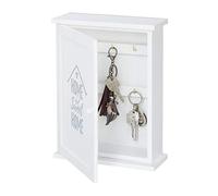 Relaxdays Cassetta Portachiavi da Muro, in Legno, Design Sweet Home, Rustico, Appendichiavi, 29 x 22 x 8 cm, Bianco, Ferro