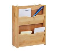 Relaxdays Cassetta bambù, 6 Ganci, Chiusura Magnetica, bacheca Portachiavi da Parete, HLP: 26x20x9cm, Color Legno Naturale