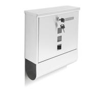 Relaxdays Cassetta Postale, Buca Lettere Moderna, Formato A4, Acciaio, Grande, HxLxP 33,5 x 30 x 8,5 cm, Argento