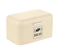 Relaxdays Cassetta Portapane con Coperchio, HLP: 16,5x30x19 cm, Contenitore Porta Pane, Salvafreschezza, Metallo, Beige