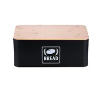 Relaxdays Cassetta Portapane con Coperchio in Bambù, Contenitore Pane e Biscotti, Salvafreschezza, 13,5x33x19 cm, Nero