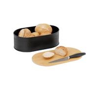 Portapane Coperchio Tagliere Bambù Cassetta Porta Pane Contenitore 12x33,5x18 cm