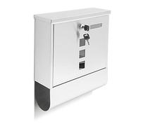 Relaxdays Cassetta Postale, Buca Lettere Moderna, Formato A4, Acciaio, Grande, HxLxP 33,5 x 30 x 8,5 cm, Argento