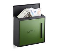 Relaxdays Cassetta Postale, Buca Lettere Moderna, Formato A4, Acciaio, Grande, HxLxP 33 x 35 x 12,5 cm, Nero Verde