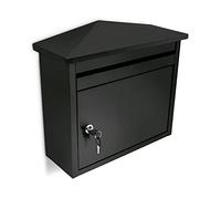 Relaxdays Cassetta Postale, Casa, Casetta delle Lettere, Buste, con Tetto Spiovente, Mail Box, HLP 37 x 41 x 16 cm, Nero