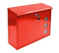 Relaxdays Cassetta Postale, Casetta delle Lettere Buste, Casella Posta, Giornali, a Parete, con Finestrella, Rosso