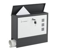 Relaxdays Cassetta della Posta con Scomparto Portagiornali, Buca Lettere Chiusa a Chiave, HLP 30x36x11 cm, Bianco Grigio, Ferro