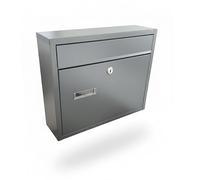 Relaxdays Cassetta Postale con Nome, HLP: 31 x 36 x 10 cm, Resistente alle intemperie, 4 Chiavi, Grigio