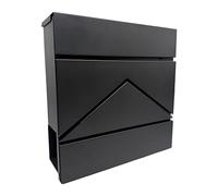 Relaxdays Cassetta Postale con Scomparto per giornali, HBT: 37 x 37 x 11 cm, DIN C4, Resistente, 4 Chiavi, Nera