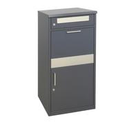 Relaxdays Cassetta postale con scomparto per pacchi, 4 chiavi, antracite | Ferro HxLxP: 112x50x37 cm