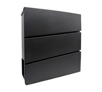 Relaxdays Cassetta postale con scomparto riviste, 37,5x35,5x10,5 cm, DIN C4, resistente alle intemperie, 4 chiavi, nera