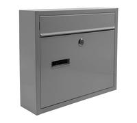 Relaxdays Cassetta postale con targhetta per il nome, 4 chiavi, orizzontale, HxLxP: 31 x 36 x 10 cm, metallo, grigio