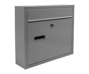 Relaxdays Cassetta Postale con targhetta per Il Nome, 4 Chiavi, Orizzontale, HxLxP: 31 x 36 x 10 cm, Metallo, Grigio