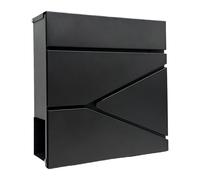 Cassetta Postale Relaxdays con Scomparto per giornali, HxLxP: 37 x 37 x 11 cm, DIN C4, Impermeabile, 4 Chiavi, Nera