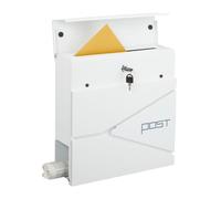 Relaxdays Cassetta della Posta con Scomparto Portagiornali, Buca Porta Lettere Chiusa a Chiave, HLP: 38x37x12 cm, Bianco