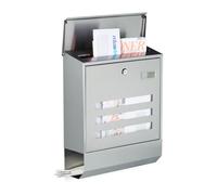 Relaxdays Cassetta Postale con Scomparto per Giornali, Portariviste, in Acciaio Inox, HLP: 42 x 35 x 12,5 cm, Argento, 12.5x35x42 cm