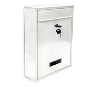 Relaxdays Cassetta Postale, Laccata, Targhetta per Nome, Accessorio Esterno Moderno Monocolore 26,5 x 35 x 8,5 cm,Bianco