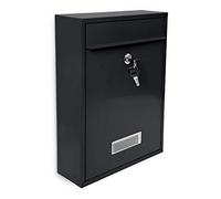 Relaxdays Cassetta Postale, Laccata, Targhetta per Nome, Accessorio Esterno Moderno Monocolore 26,5 x 35 x 8,5 cm, Nero