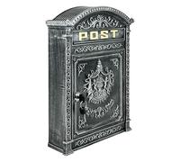 Relaxdays Cassetta Postale Stile Inglese Antico, Fusione Alluminio, Grigia | Per DIN A4, 44,5x31x9,5 cm, da parete