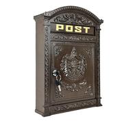 Relaxdays Cassetta Postale Stile Inglese in Fusione di Alluminio, Marrone | Per A4, 44,5 x 31 x 9,5 cm, da parete