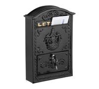 Relaxdays Cassetta Posta, Design Antico, Porta Lettere A4, Casella Postale in Ferro e Alluminio, 42x28x10 cm, Nero Oro