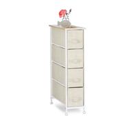 Relaxdays Mobiletto con 4 Cassetti, Mobile Cassettiera, in Tessuto, Acciaio e Legno MDF, HxLxP: 76 x 20 x 48 cm, Beige