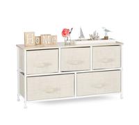 Relaxdays Cassettiera Mobiletto con 5 cassetti, acciaio beige – 54,5 x 100 x 30 cm
