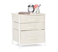 Relaxdays Mobiletto con 3 Cassetti, Mobile Cassettiera, in Tessuto, Acciaio e Legno MDF, HxLxP: 53 x 48 x 40 cm, Beige