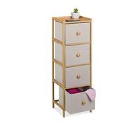 Relaxdays Cassettiera Camera da Letto, Comò 4 Cassetti in Tessuto, HLP: 94x31x30 cm, Settimino in bambù Naturale, Beige