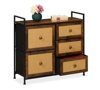 Cassettiera 5 Cassetti Rattan Armadio Sideboard Comò Camera HLP: 77x85x31,5 cm