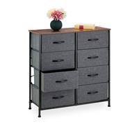 Relaxdays Cassettiera Camera da Letto, Comò HLP: 81,5x80x30 cm, 8 Cassetti in Tessuto, Struttura Acciaio, Grigio Marrone, Poliestere